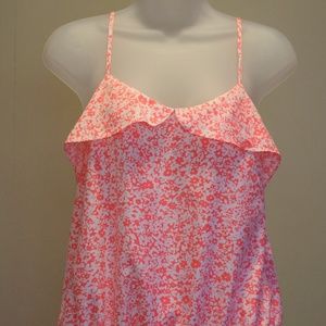 Pink and White Floral Spaghetti Strap Blouse